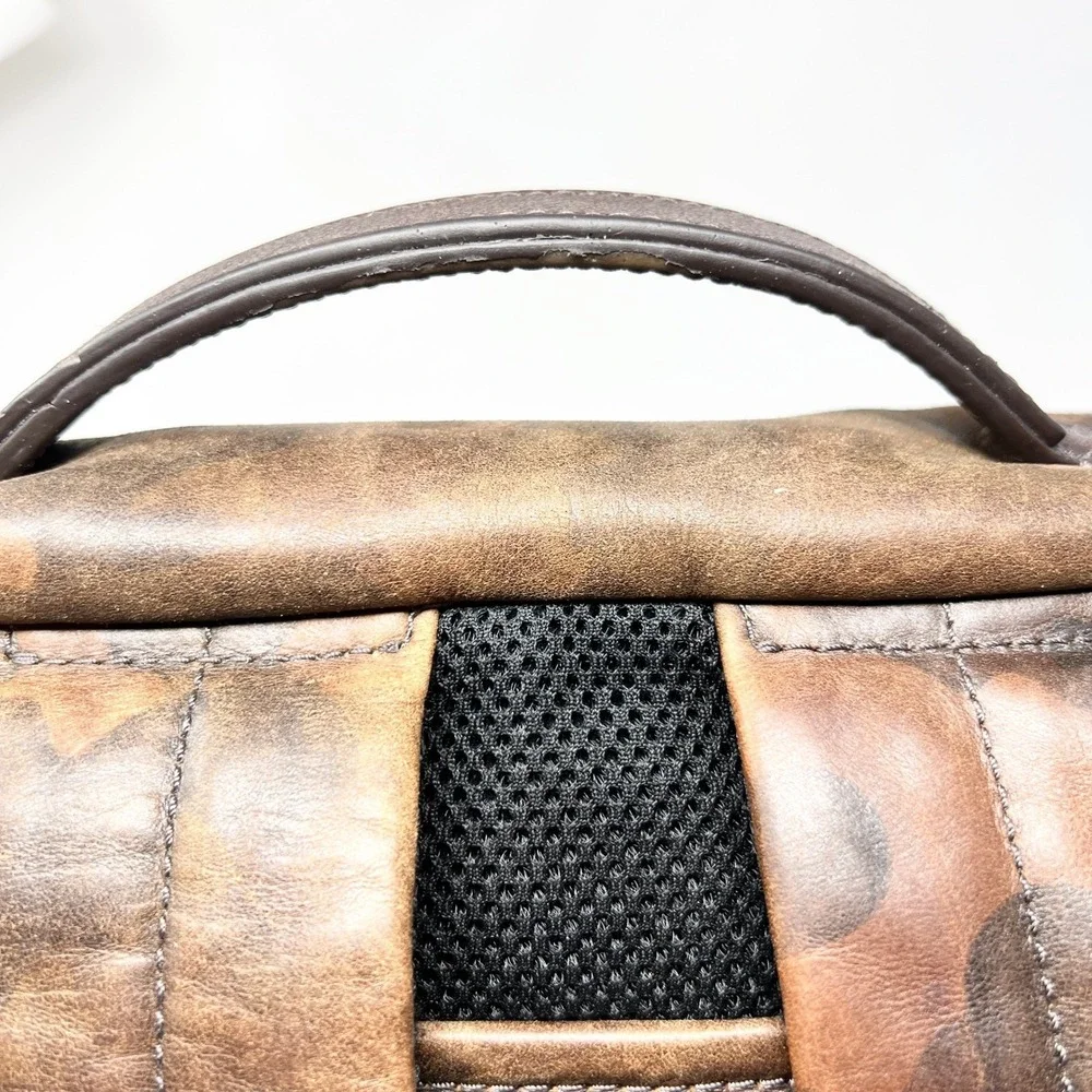 Fossil Buckner Leather Convertible Backpack Camo Brown‎ Bag Office Monogram WDD